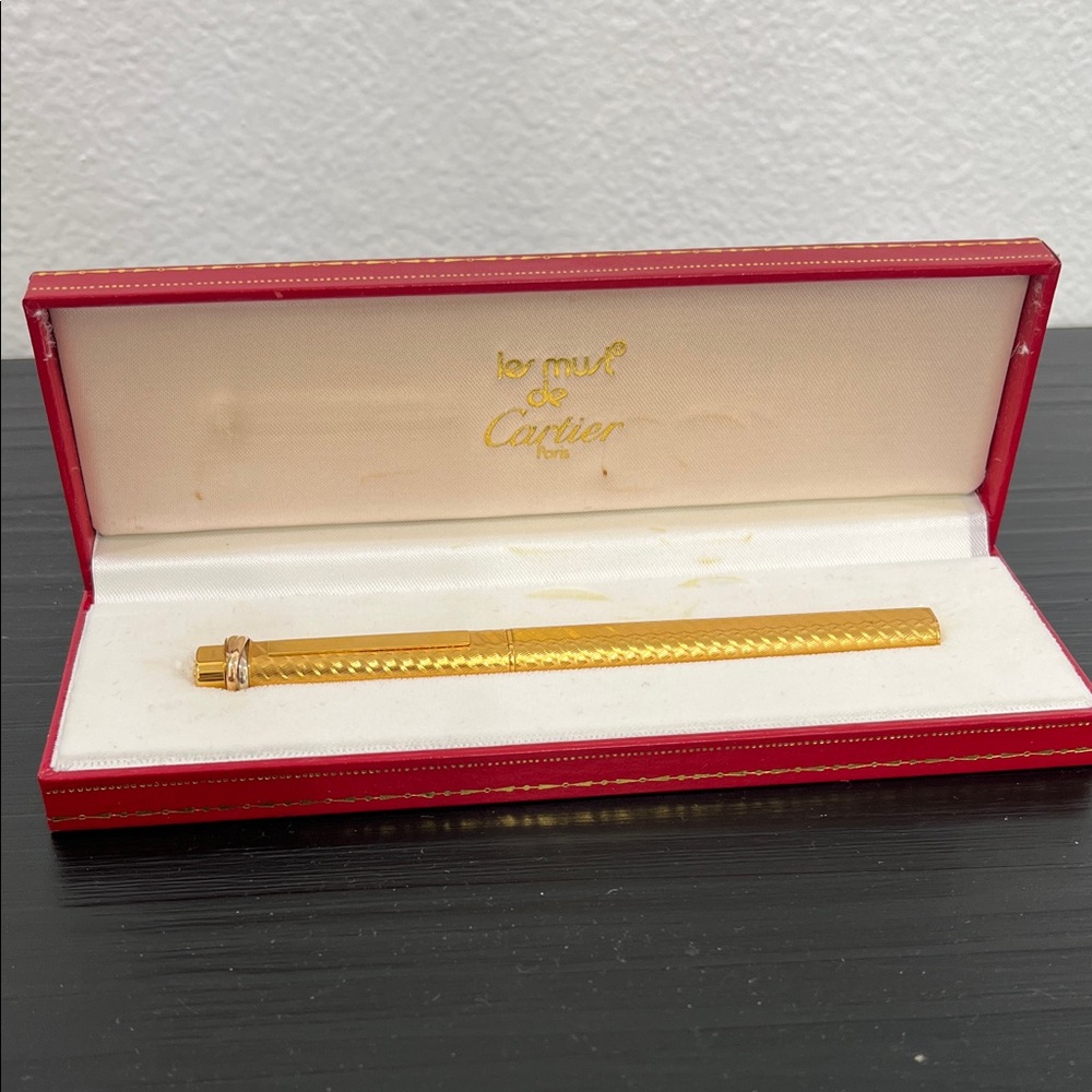 Must de Cartier Vintage Trinity Style Gold Plated Ballpoint Pen w/ Box